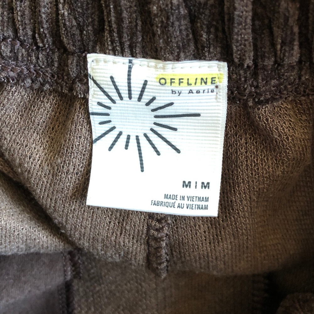 Aerie Offline Cable Knit Wide Leg Lounge Pants Chenille Trouser Brown Pull On - Picture 10 of 14